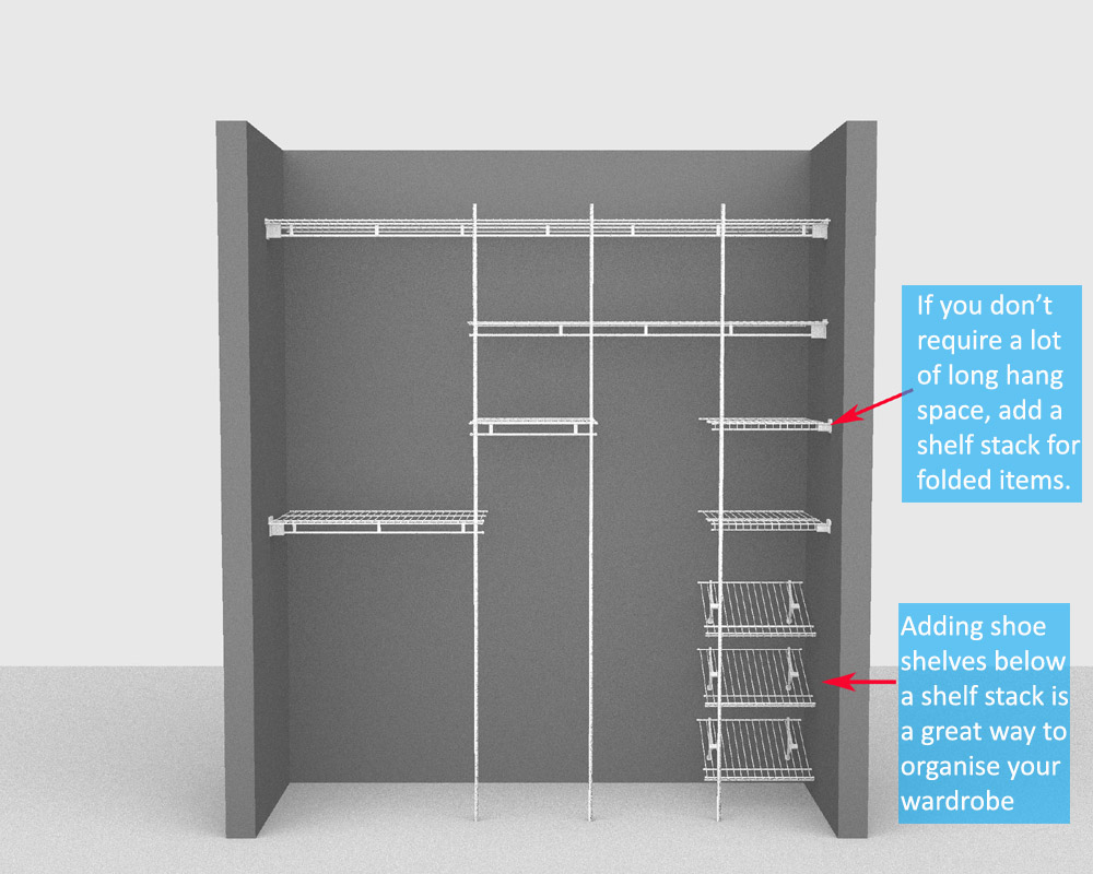 Distance between shoe shelves best sale